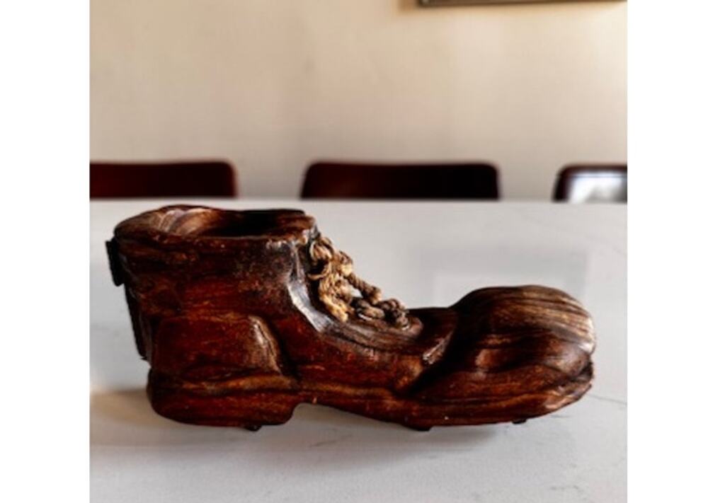 Vintage Swiss Alpine Hand Carved Wood Hobnail Boot Cleat Mountaineering Folk Art